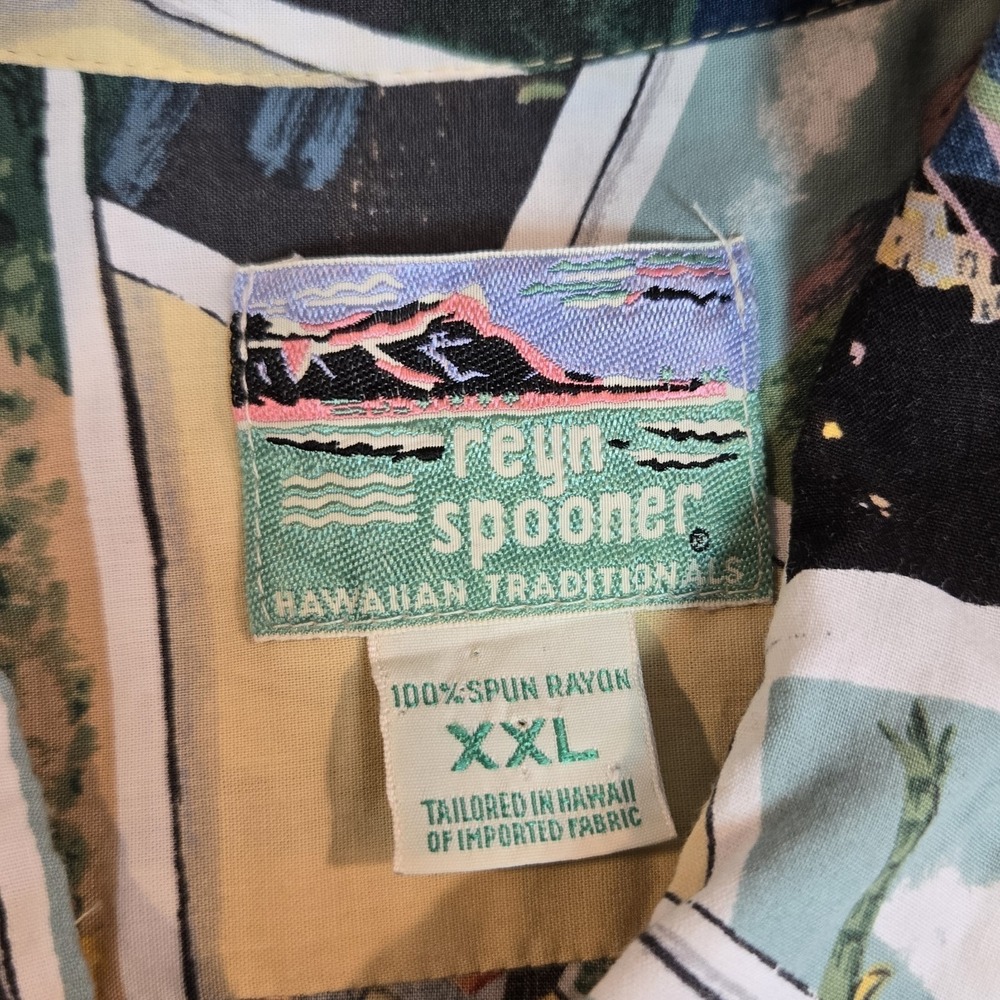 Vintage Reyn Spooner Shirt Mens XXL Hollywood California Postcard Rayon USA - Picture 2 of 7